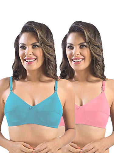 Image of SONARI Womens Cotton Everyday Bra | Non Padded, Wire Free, Comfortable Bra with Seamed Cups | Medium Coverage, Hook and Eye Closure for Everyday Wear | Adjustable Strap for a Customized Fit - Loreal