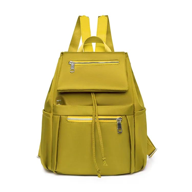 Sac à dos nylon femme jaune 30x20x15cm compartiments zippés