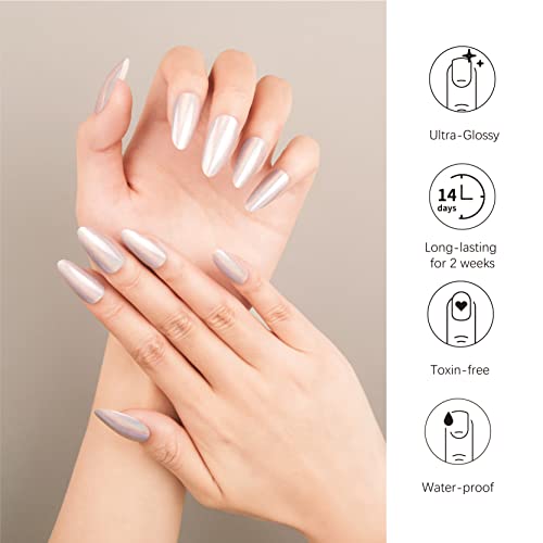 Danni & Toni Semi Cured Gel Nail Strips (Silvery Moonlight) Laser Silver Gel Nail Stickers Chrome Nails 28 Stickers #TOP1