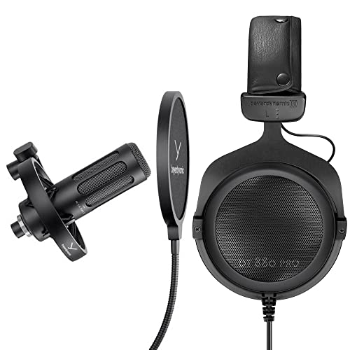 beyerdynamic DT 880 PRO 250 Ohm Black Over-Ear Studio Headphones. Enclosed Design, Wired for Professional Recording and Monitoring with Pro X M70 (Bundle)
