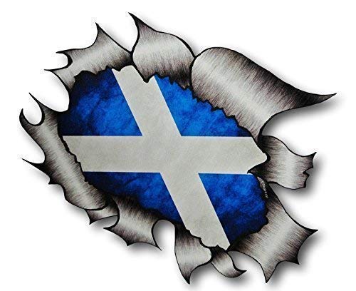 Sticar-it Ltd RIPPED TORN METAL Car Sticker Scottish Saltire Scotland Flag Vinyl decal Van Large 205x160mm approx.