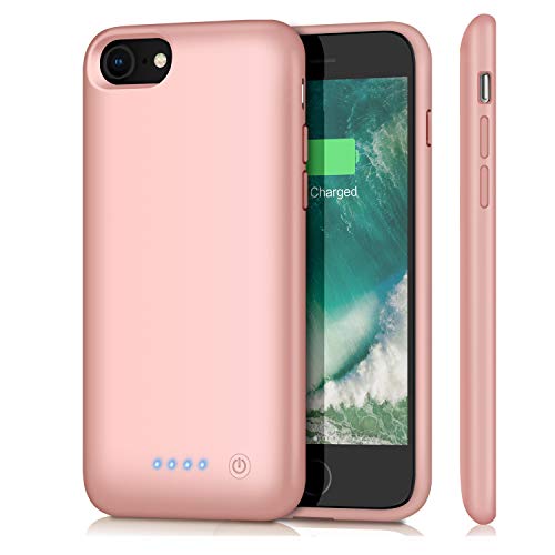 Feob Battery Case for iPhone 8/7, Upgraded 6000mAh Rechargeable Portable Charger Case Extended Battery Pack for Apple iPhone 8 & iPhone 7 Protective Charging Case (4.7 inch)- Rose Gold