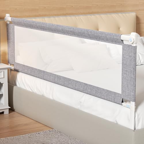 PurePapoose Bed Rail for Toddlers, 1-Piece Height Adjustable Bed Guard Rail for Kids, Baby Safety Side Protector for Twin, Full, Queen, and King Beds (Gray, 1 Side:82.7