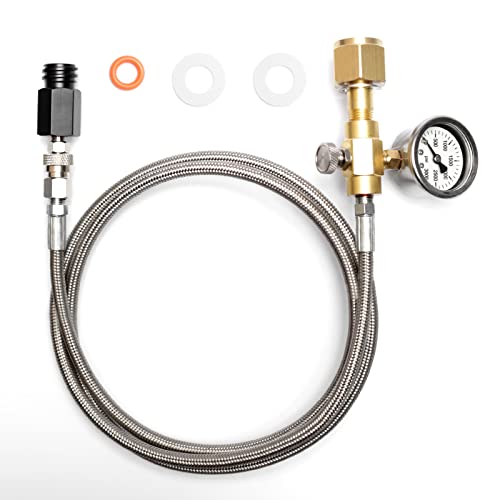 Updated Soda Stream CO2 Cylinder Refill Adapter Hose Kit with Big Pressure Gauge, CGA320 to TR21-4 Soda Stream Quick Connect Adapter for CO2 Tank Soda Water Machine, 60in, 4500 PSI