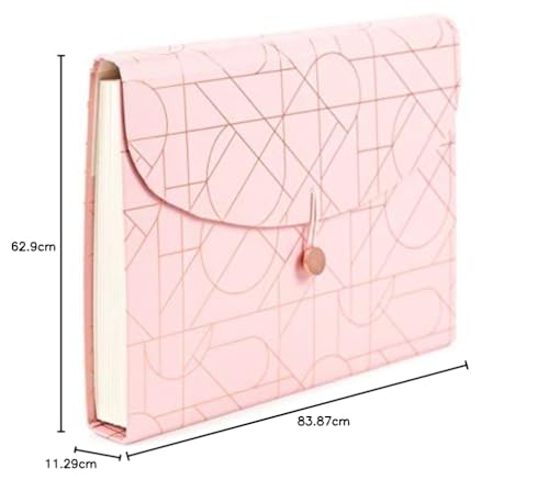 U Brands Pasta de arquivo expansível Modern Pretty Fashion, tamanho carta, 13 bolsos, rosa