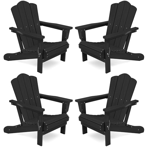 KINGYES Folding Adirondack Chair Set of 4, HDPE...