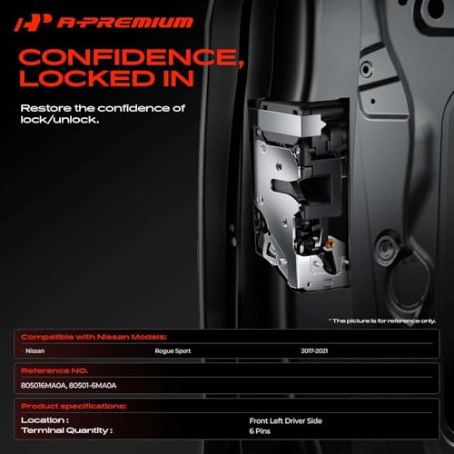 Image of A-Premium Front Left Driver Side Door Lock Actuator Compatible with Nissan Rogue Sport 2017-2021, with 6-Pin Connector, Not Fit Rogue Model