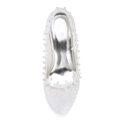 Emily Bridal Vintage Wedding Shoes Ivory Round Toe Pearls Flowers Kitten Heel Bridal Shoes - Image 4