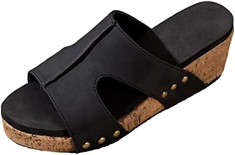 Damen Pantoletten Mit Keilabsatz | Bequeme Sommer Hausschuhe Open Toe | Elegante Badeschlappen