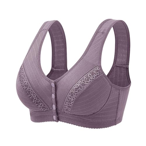 Generisch Sujetador sin aros para mujer, sujetador push up, sujetador para mujer, sin anillo de acero, cierre frontal, espalda en T, talla grande, sin costuras, sujetador sin forro para pecho grande,