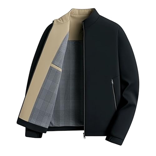 Men's Standing Collar Zipper Casual Jacket, Lightweight Casual Business Windbreaker Coat with Pocket2