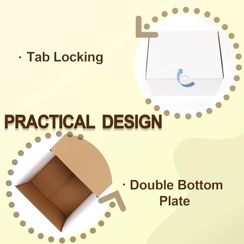 Image of WIFTREY 8x6x6 inches White Shipping Boxes set of 25, Small Corrugated Cardboard Box for Packaging Small Business, Mailing, Moving