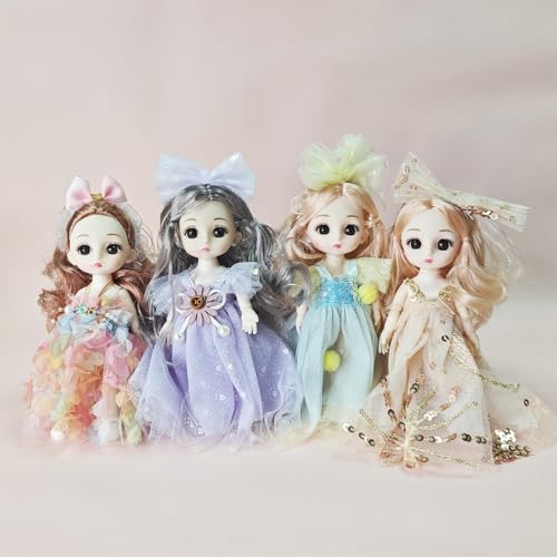 Set de 4 mini muñecas princesas de 6 pulgadas para niñas miniatura 2