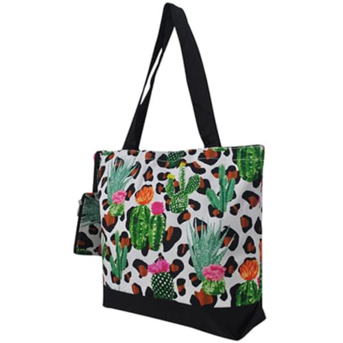 Image of NGIL Medium Top Zipper Closure Canvas Tote Bag with Attached Matching Coin Purse For Moms and Nurses