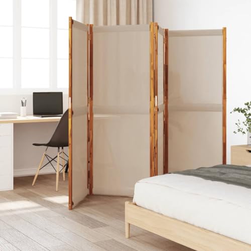 Biombo de madera de acacia de 4 piezas, 280 x 180 cm, protección visual, separador flexible para interiores y exteriores, divisor plegable para privacidad