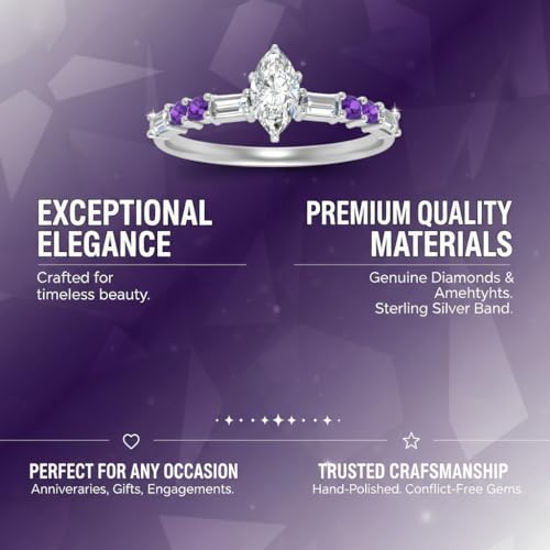 Image of 925 Sterling Silver Marquise Cut Simulated Diamond Vintage Classic Engagement Ring Wedding Band Matching Jewelry for Women, Promise Ring Set US Size 4-12