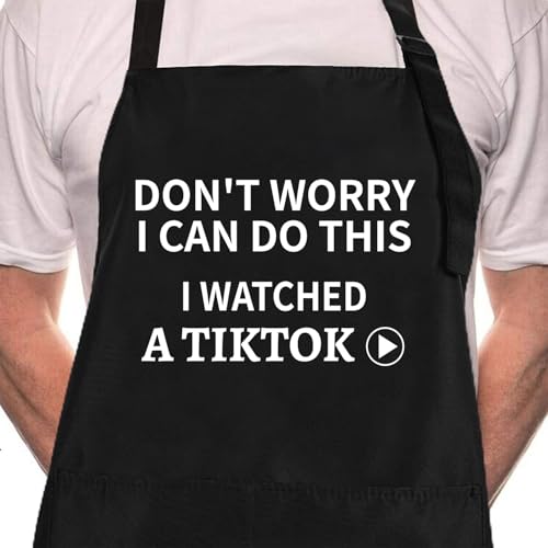 Rosoz Funny Cooking Chef Apron for Men, 2 Pockets BBQ...