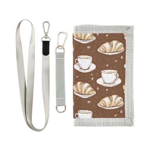 ALAZA Kids Wallets for Boys Girls Toddler Trifold Wallet Children Small Croissants Coffee Cups with Zipper Coin Pocket