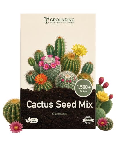 Grounding - Mix de semillas de cactus (variedades globosas y cilíndricas), 1500+ semillas - Cultivo en maceta y semillero, floración verano/otoño - Siembra en ambiente protegido, Calidad Europea