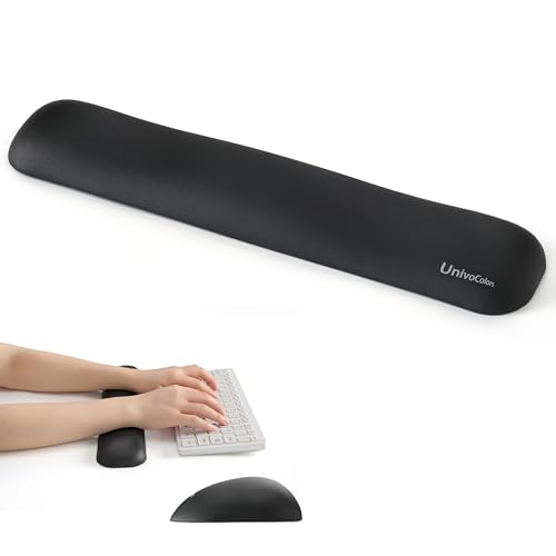 Image of UnivoColors Design-Medium Wave Keyboard Wrist Rest of Medium, Artificial Sheepskin+Memory Foam+Ergonomic+Anti-Slip Gel, Resilience Support During Work and Gaming,Keyboard Accessory,Black