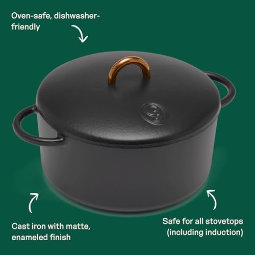 Image of Great Jones 3.5 Quart Enameled Cast Iron Dutch Oven Pot w /Lid (Pepper)