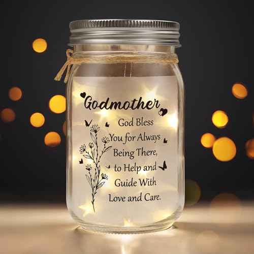 Image of Godmother Proposal Gift-Gifts for Godmother Mason Jar Night Light, Will You Be My Godmother Proposal,Godmother Birthday Gifts