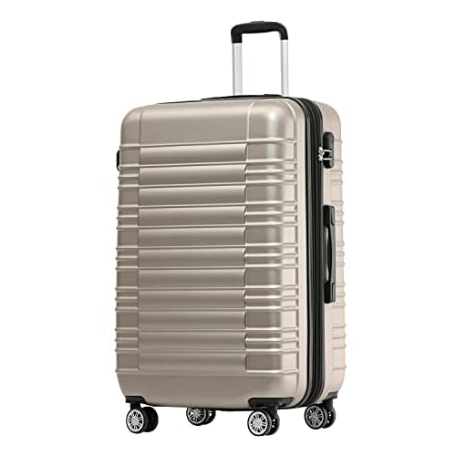 BEIBYE 2088 Zwillingsrollen Reisekoffer Koffer Trolleys Hartschale M-L-XL-Set (Champagner, L)