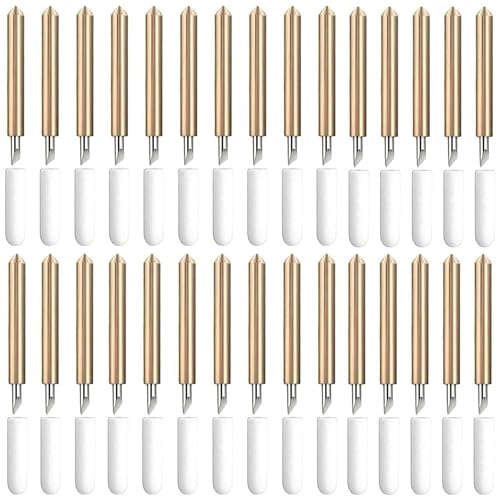 ANBOO 30 Stück Premium Feinschnittklinge Ersatzklingen Kompatibel mit Cricut Explore Air/Air 2/Maker 3 (3 Cricut-Klingenwinkel) Gold