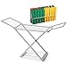 ForenTex Tendederos Plegables con alas, Hecho de Resina, Superficie de tendido 20 m, con Bloqueo de Seguridad, Resistente al Sol, Incluye 20 Pinzas (Gris)