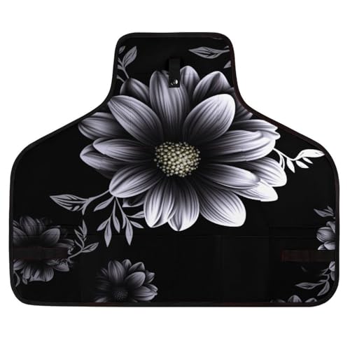 Delantal de trabajo negro con flores para hombres miniatura 1