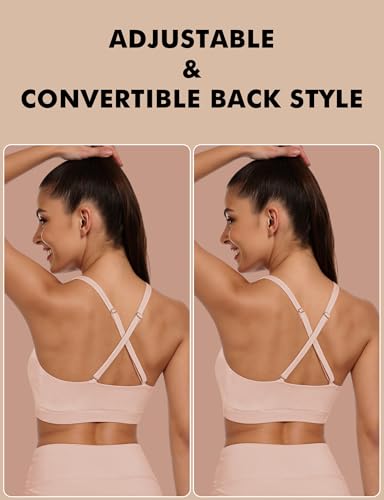 Image of Buauty Sports Bra for Women, U Neck Adjustable Spaghetti Strap Workout Bra with Removable Cups for Yoga Pilates Gym