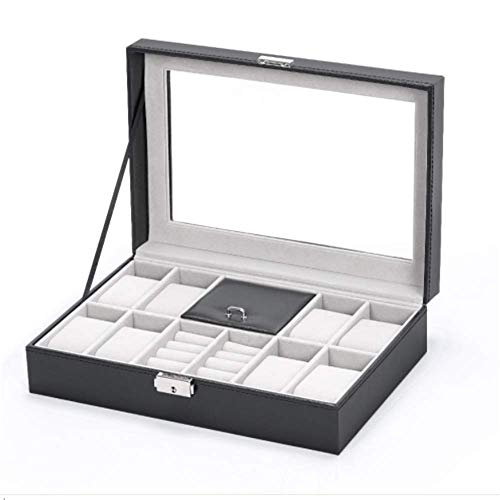 Boîte de rangement montres et bijoux en cuir PU noir de haute qualité