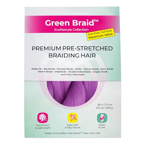 Green Braid™ Premium Pre-Stretched Braiding Hair, 28 in (10.5 oz)