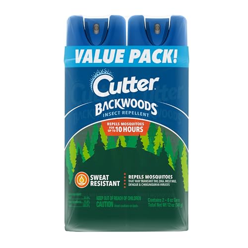 Cutter Backwoods Insect Repellent (2 Pack), Repels Mosquitos for Up To 10 Hours, 25% DEET, 6 Ounce (Aerosol Spray)