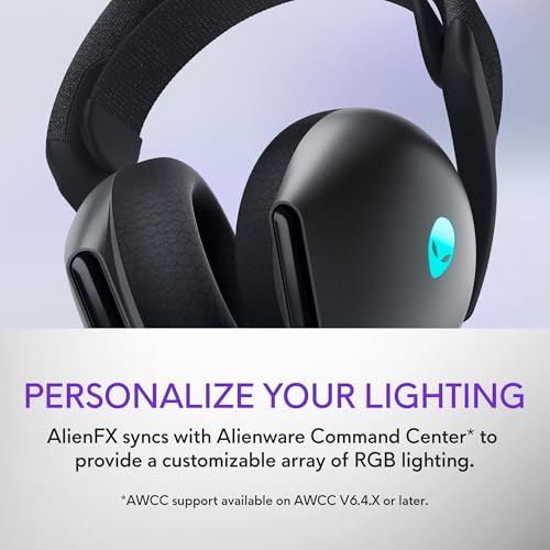 Image of Alienware Tri-Mode Wireless Gaming Headset AW725H - Wired /Wireless, Bluetooth 5.3, Audio Output - 20 Hz, Mini-Phone (3.5mm), Battery Talk Time Up to 55 Hrs (Bluetooth), Dark Side of The Moon