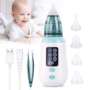 Nasensauger Baby, Elektrischer Nasensauger mit Musik Sicherer Automatischer Snot Sauger mit wiederverwendbaren Düsen, 3 Saugstufen Nasensauger LCD Bildschirm für Neugeborene Säuglinge Kleinkinder