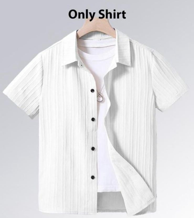 Image of Vikita Enterprise Devansh Cotton Stylish Boys Shirts Regular Fit Hawaiian Sugarcane Strips Popcorn Plain Unisex Shirt