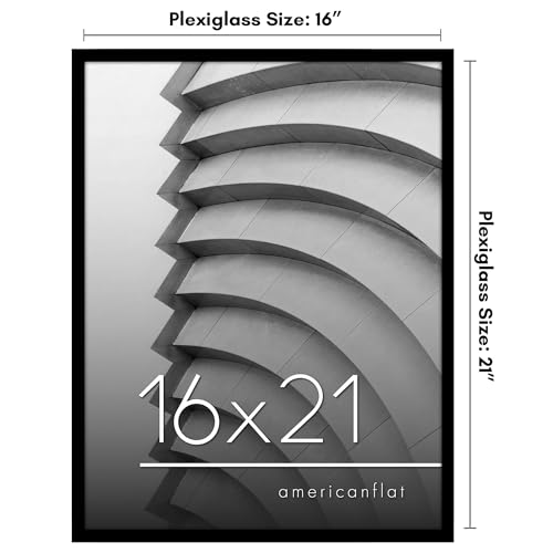 Americanflat 16x21 Picture Frame with Polished Plexiglass - Streamline Collection - Thin Border Picture Frame for Wall Display - Hanging Hardware Included - Black