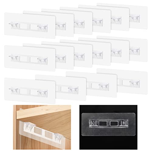 16 Pack Punch Free Shelf Support Peg, Self Adhesive Shelves Clips, Cabinet Shelf Clips Coldarisoap Shelf Support Pegs for Kitchen Cabinets, Wardrobe Support Laminates, Double Row Reinforced Design
