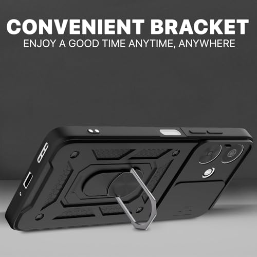 Image of AIBEX Back Cover for Redmi 13C 5G | D10 Tough Armor Case | Sliding Camera Shield | 360 Protection | Kickstand Ring Holder | Military-Grade Shockproof Bumper Case