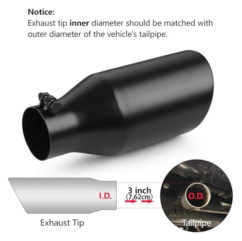 Pot auto noir 12 pouces pour corriger les sorties de gaz courtes