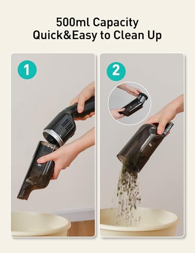 Image of Aspiron Cordless Handheld Vacuum, 24KPA Powerful Car Vacuum, 2-Speed, 2 Charging Methods, Wireless Charger, Ergonomic Handle, Portable Rechargeable Vacuum Cleaner for Car, Home, Matte