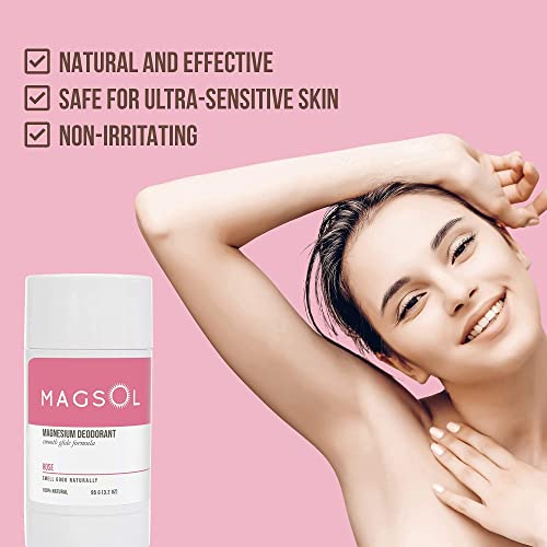 Magsol Natural Deodorant For Women & Men - Womens Deodorant With Magnesium - Perfect For Ultra Sensitive Skin, Aluminum Free Deodorant For Women, Baking Soda Free (2 Pack Bundle: Rose & Jasmine) #TOP5