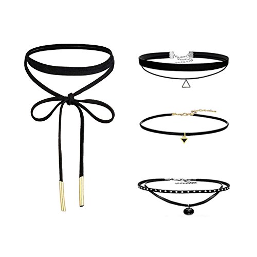 Milakoo Velvet Choker Necklace Set For Women Gothic Tattoo Lace Black Chokers 4 PCS