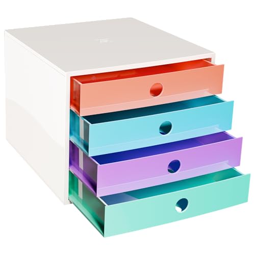 Caisson blanc 4 tiroirs Exacompta FILIBOX bloc de rangement de bureau pour dossier format A4+
