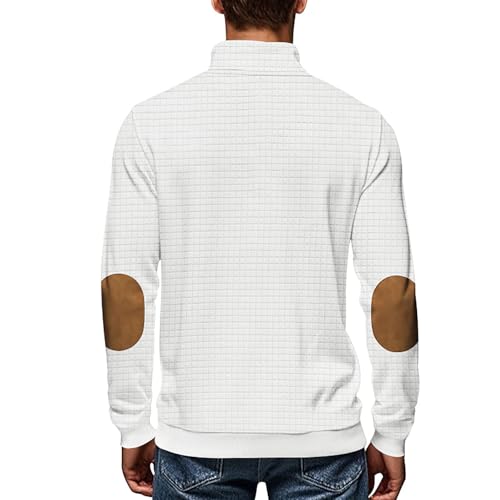 Waffle Vintage Stand Collar Pullover, Men's Quarter Zip Sweater2