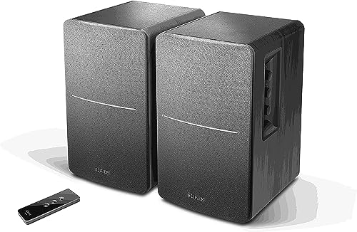 Edifier R1280T Active Bookshelf Speakers 2.0, Dual RCA Input, 42W RMS, 55Hz–20kHz, 4 Drivers, 0.5 Tweeters, Bass Reflect Port, with Wireless Remote, Wood Enclosure (Black)