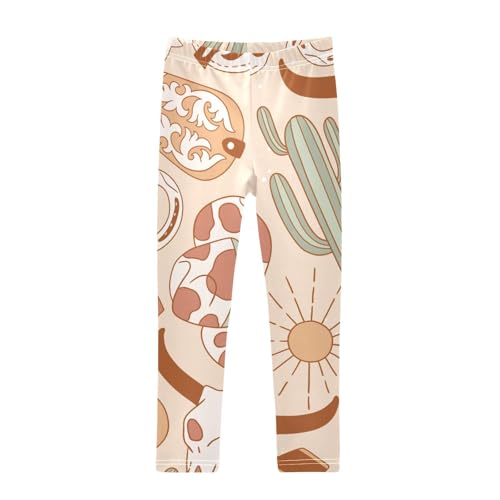 Cowboy Hat Girls Leggings,Workout Leggings for Girls Toddler Athletic Legging Size for 3-10T