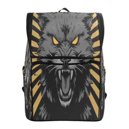 Sac à dos chat noir en colère grand format pour étudiants et lycéens