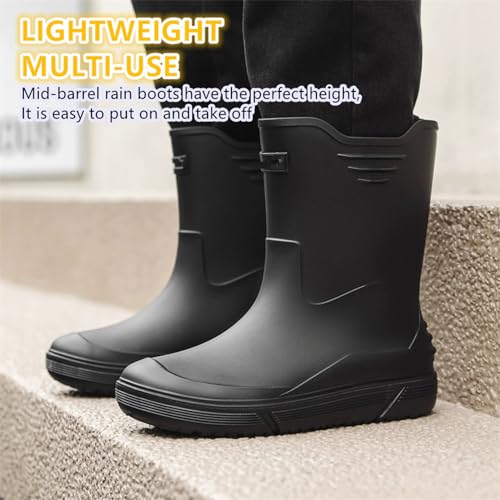 Rain Boots for Women men, Rubber Boots Waterproof with PVC Unique Design, Comfort Lightweight Work Mud Boots, Resistant Durable Slip Garden Boots for Fishing Farming Gardening4